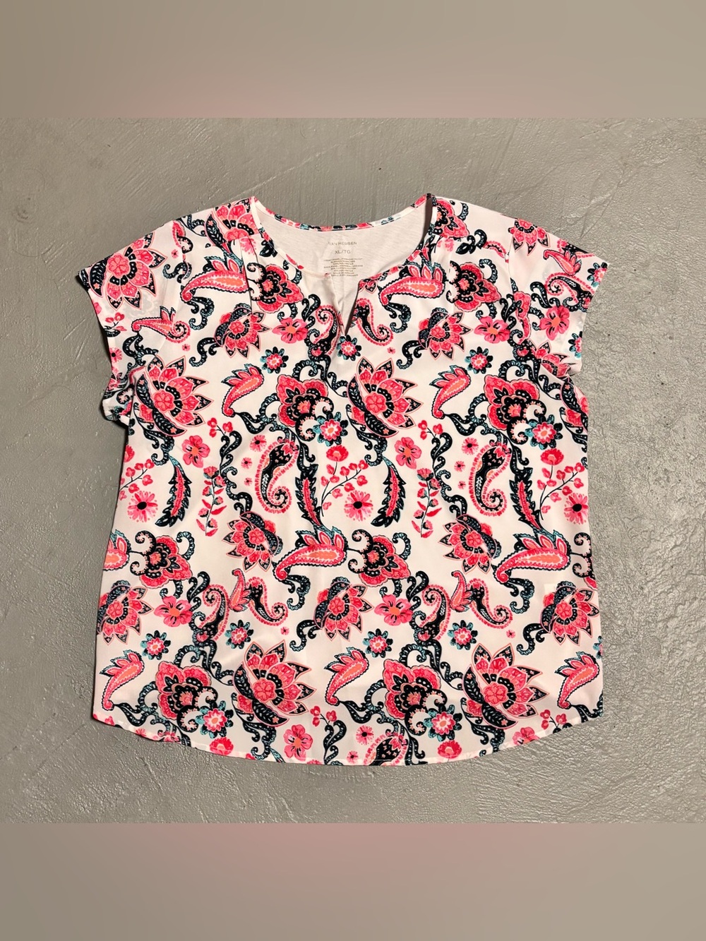 Van Heusen Floral Paisley Blouse Top Sleevless Cap Sleeve Womens XL
